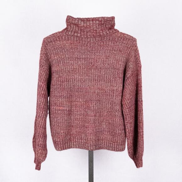 Old Navy Women Wool Blend Turtleneck Sweater MEDIUM Chunky Knit Heathered Marled - Picture 5 of 6